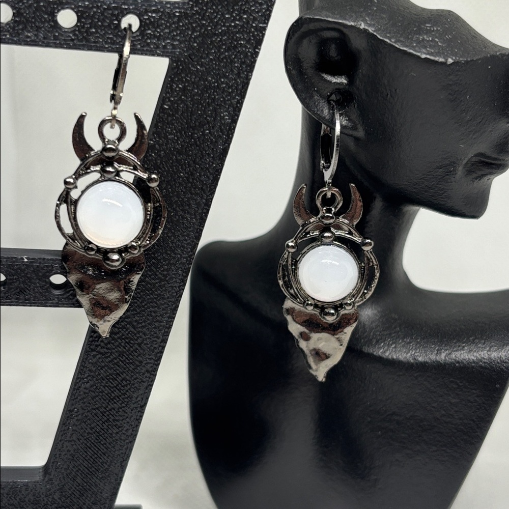 Whimsygoth Crescent Moon Earrings Celestial Witchy Gothic Statement Dangles